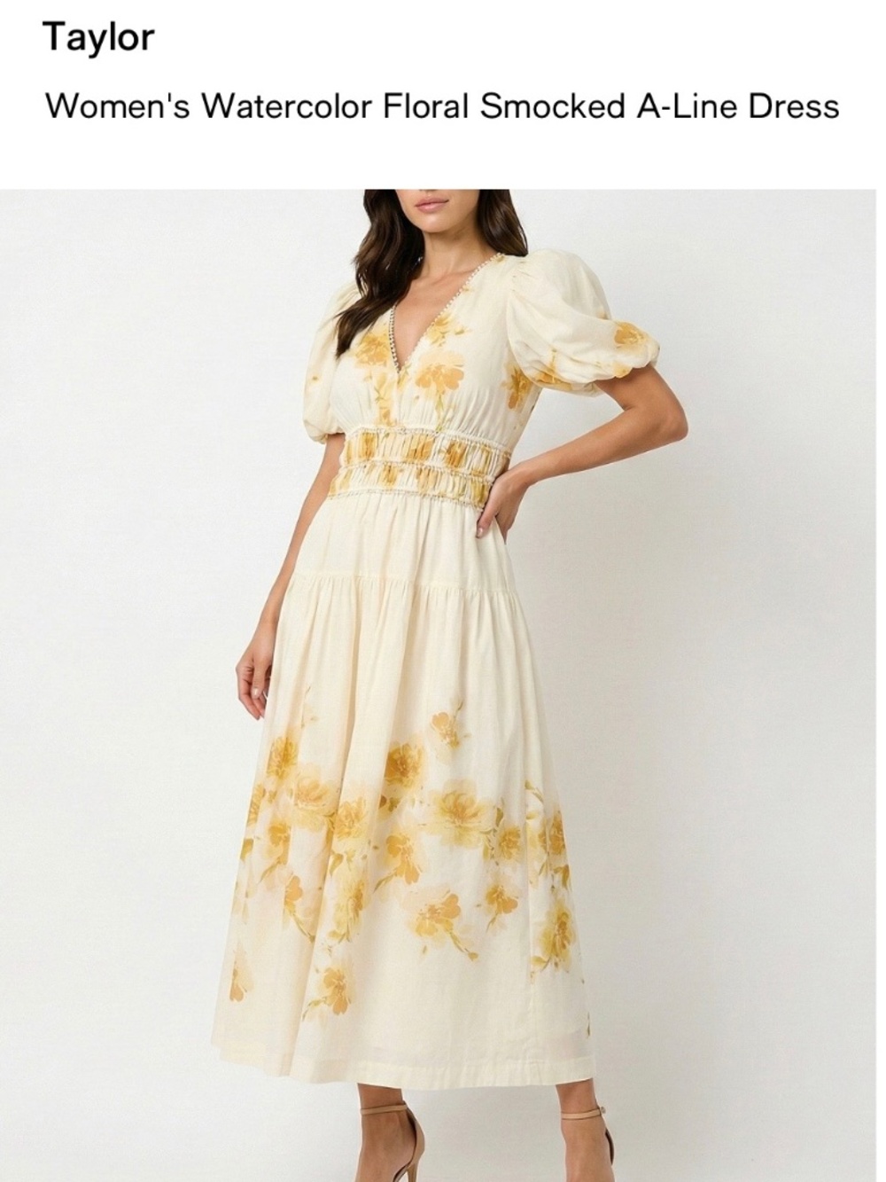 Watercolor Floral Smocked A-line Dress